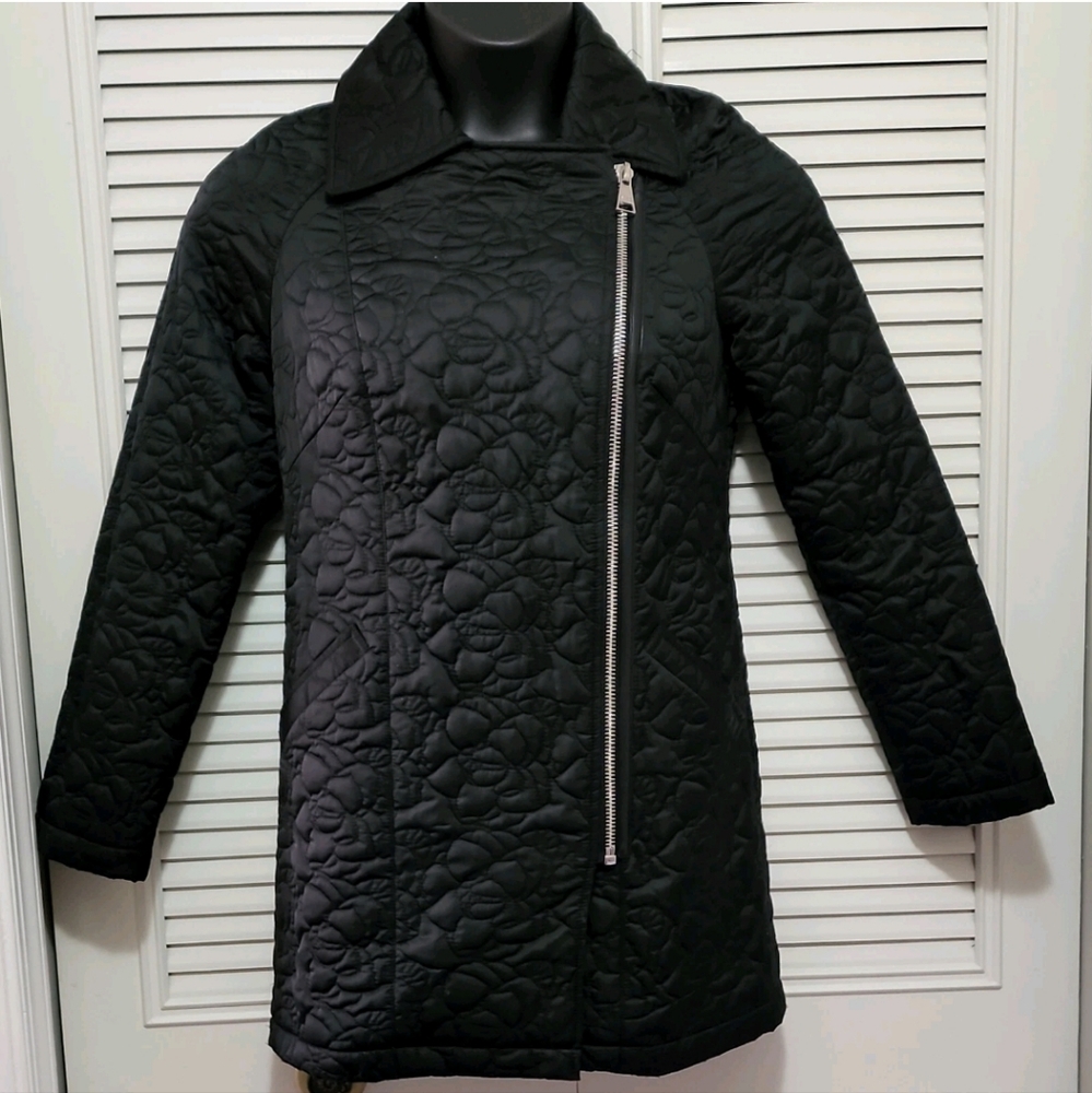 Karl Lagerfeld Quilted Puffer Floral Embroidery Jacket